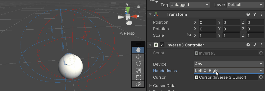 inverse3 Configuration pour droitiers