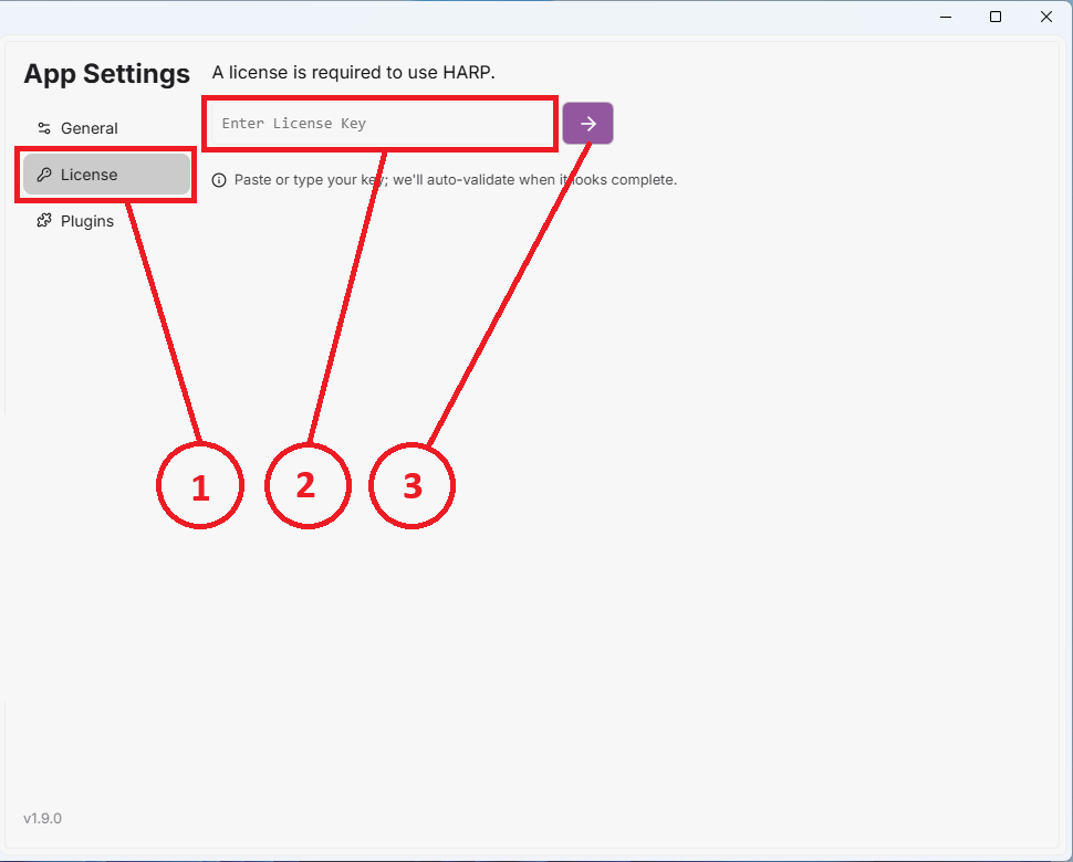 harp _Validation de licence