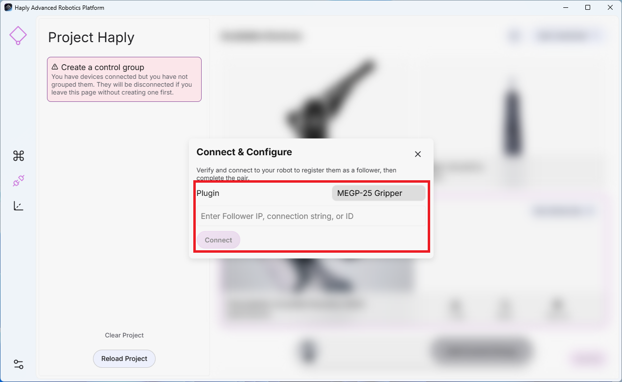 Sélectionner le module « Pinces »